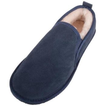 ABSOLUTE FOOTWEAR Men’s Dual-Gusset Navy Suede Slippers (Size 11)