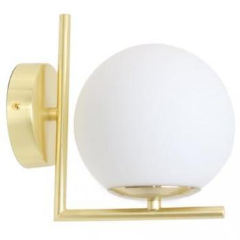Aplique de Pared Nórdico con Bola de Cristal y Soporte Dorado