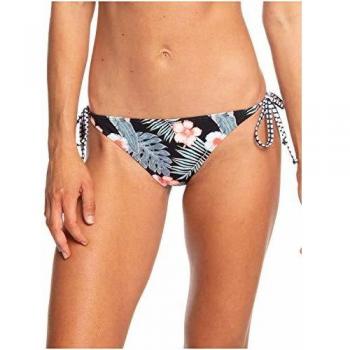 Roxy Beach Classics Bas de Bikini tie Sides Femme, Anthracite Tropicalababa Swim, FR : L (Taille Fabricant : Large)