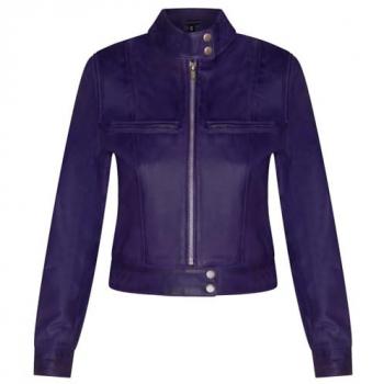 Infinity Leather: Schlichte Damen-Motorradjacke – Braga Lila, EU 44 / UK 16