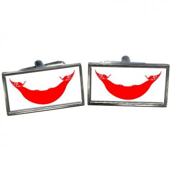 Easter Island Flag Cufflinks with Chrome Case