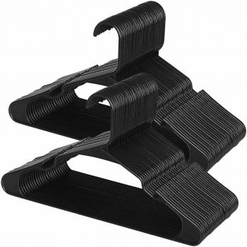 SONGMICS Kleiderbügel, 50 Stück, starker Kunststoff, Schwarz