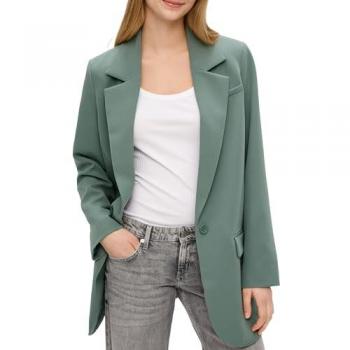 QS by s.Oliver Damen Oversize Blazer Grün mit Pattentaschen