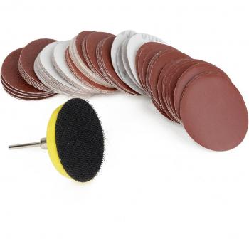 2-Inch Sanding Disc Set 60pcs with Grits 100/240/600/800/1000/2000 + Loop Sanding Pad and 3mm Shank