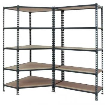 Simonrack Rangement 5 niveaux en métal, pas de vis – anthracite et bois