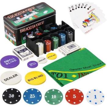 Pack de Poker SPRINGOS: 200 Jetons, Tabla Verde y 2 Barajas