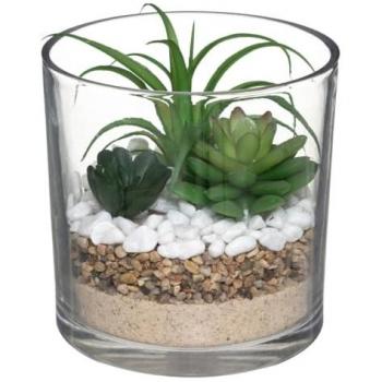 Plante Artificielle en Pot Transparent 16cm