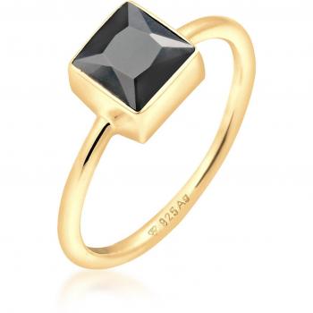 Elli Zirkonia‑Fingerring – Vierecksdesign, vergoldetes 925er Silber