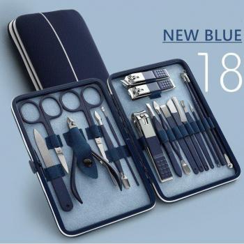 Blue Stainless Steel Nail Clipper and Paronychia Nippers Set