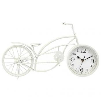 Giftdecor Bicicletta: Orologio da Tavolo in Bianco Metallo
