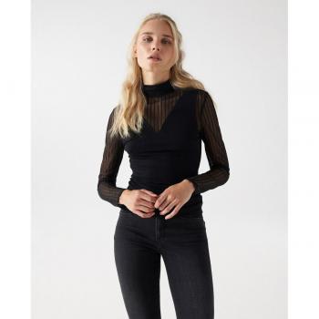 Camiseta de mujer de manga larga con transparencias