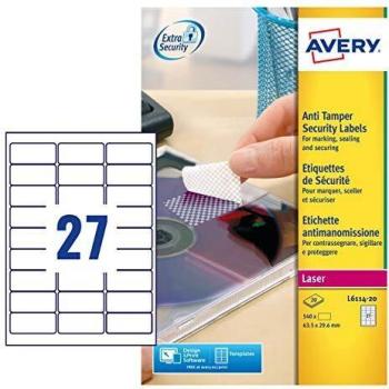 Avery L6114-20 Permanent Anti-Tamper Labels