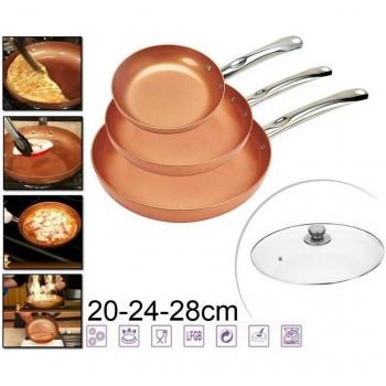 Pack d'ustensiles cuivrés à trois tailles + 2 couvercles de verre