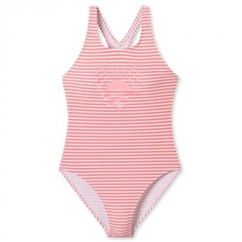 Aqua Teens Mädchen Bademode mit Bauchweg – 140 cm, pinkes Streifen-Design