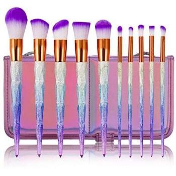 Celestial Unicorn 10‑Pack Makeup Brush Collection – Synthetic & Diamond Finish