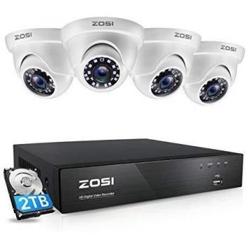 ZOSI 4x 8MP 4K Outdoor Security Cameras with Remote Access DVR Recorder