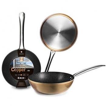 IBILI 24 cm Honda Natura Copper Aluminum Frying Pan – Stone Finish, Induction Friendly