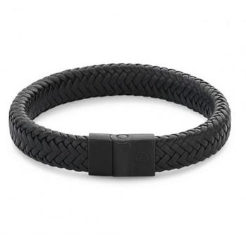 Rebel & Rose Herren Armband Leder mit Perlen und Fischgrätenmuster Größe L