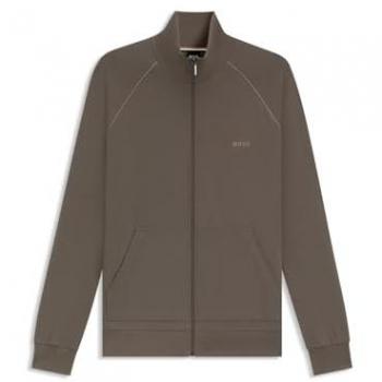 BOSS Basic Kapuzenjacke mit kleinem Logo, dunkelbraun