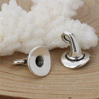 10 Halloween Charms Zinc Alloy Witch Hat Pendants for Jewelry Making 12mm x 11mm