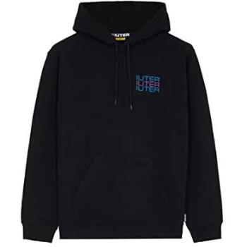 Men's Black Lightweight Hoodie with Spine Skulls – L