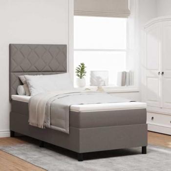 Lit ressort taupe 100x200 cm avec matelas
