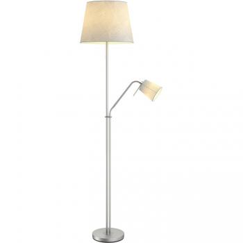 Lindby Nantwin lámpara de pie con pantalla de tela gris