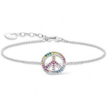 THOMAS SABO Armband »Peace-Zeichen Silber geschwärzt, A2071-318-7-L19V«