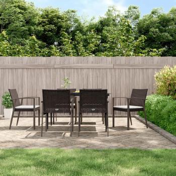 VidaXL Gartenmöbel-Set, 7-tlg. mit Kissen aus Poly Rattan und Stahl