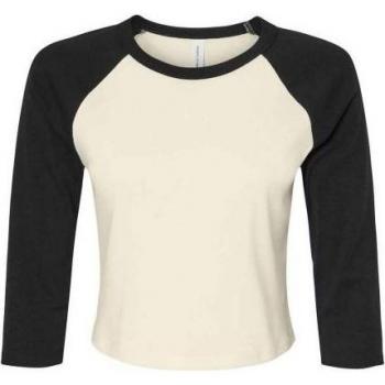 Bella + Canvas Vrouwen Micro-Rib Raglan T-Shirt 3/4 Mouw S Kelly Groen/Wit