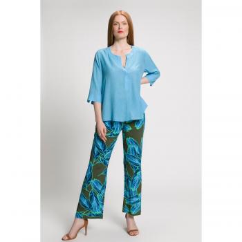 Women’s Plus Size Crinkle Lyocell Blend Blouse, Turquoise, Size 28/30