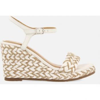 Sandalia Gioseppo TIGARD Blanca y Color Natural con Cuña Alta y Trenzados