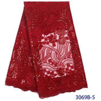 Magenta Tulle Lace Fabric with Sequins for Party Dresses KS3069B