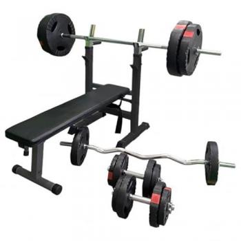 Chest Fly Adjustable Bench + 100 kg Black Barbell Set