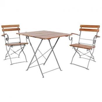 Mojawo Outdoor‑Essgruppe: Klapptisch + 2 Klappstühle (Akazie) 70 × 70 cm
