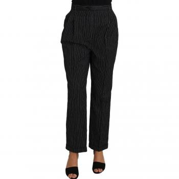 Dolce & Gabbana Black Pin Striped Cropped Straight Dress Pants