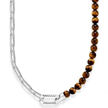 Collar de plata Thomas Sabo con cuentas marrones