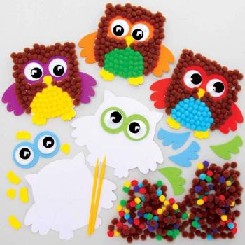 Vibrant Owl Pom Pom Masterpiece Art Kits (Pack of 5)