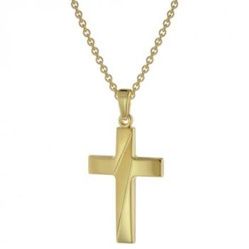 Halskette für Herren mit Kreuz-Anhänger Gold auf Silber