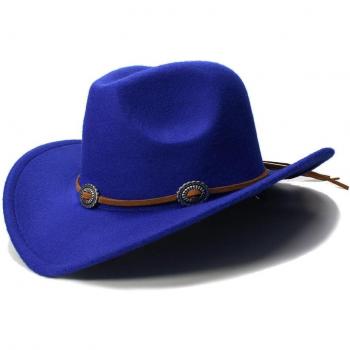 Chapeau Western Unisexe en Mélange de Laine à Large Bord Rigide