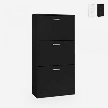 Armoires à Talons 63x24x115 cm – 3 Panneaux de Porte – 18 Slots – Noir