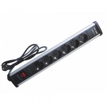Regleta de Energía 6 Tomas con 2 USB y Protección contra Sobrecarga