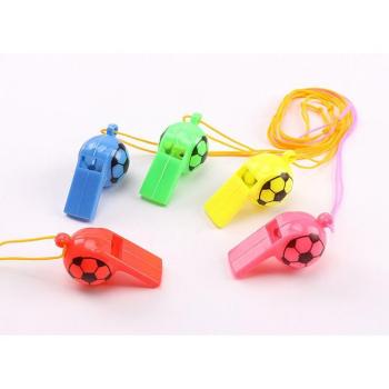 Ballon de football souriant pour enfants, sifflets en plastique et cordes, lot de 10 pièces, ZLL