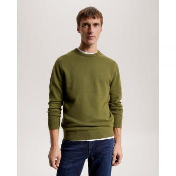 Tommy Hilfiger Camiseta Liso Verde en Pima Cashmere para Hombre