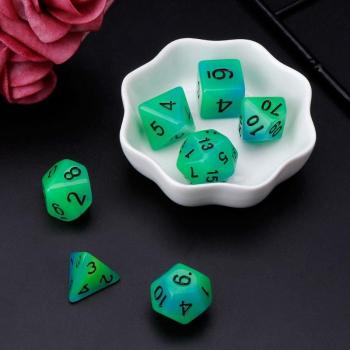 Set de 7 Dados de Rol Luminiscentes D4 D6 D8 D10 D12 D20 para Mazmorras y Dragones