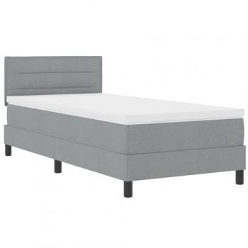 Lit Boxspring avec Matelas Tissu Gris 90x200 cm
