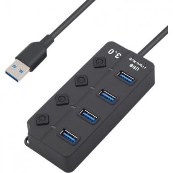 USB 3.0 4-Port Hub 5Gbps mit Schalter für Laptops und PCs