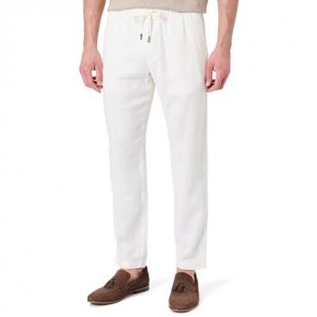 Loose Fit Stoffhose Leinen‑Mix „Harlem“ – Herrenmodell, weiß 34/34
