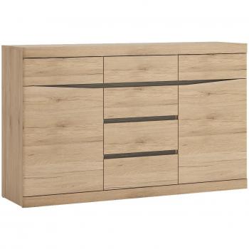 Wide 2 Door 6 Drawer Sideboard Medium Oak
