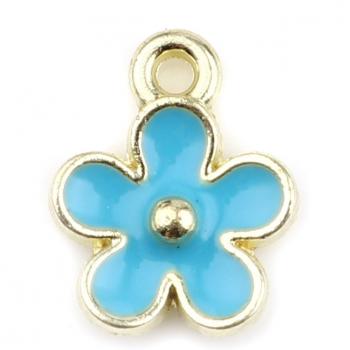 Dijes de flores multicolores, 20 unidades, aleación de zinc, dorado, colgante estrella esmaltada 12mm x 10mm